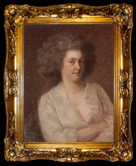 framed  unknow artist Portrait of a lady,half-length,seated,wearing a white dress, ta009-2